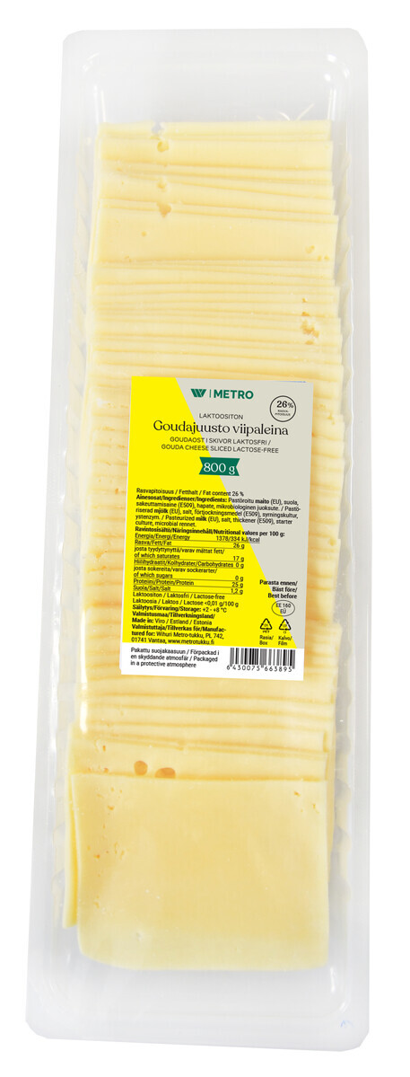 Metro gouda 26% juustoviipale 800g laktoositon