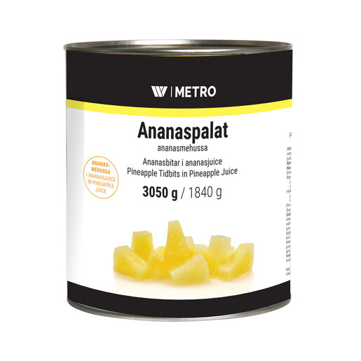 Metro pineapple tidbits in pineapple juice 3,05/1,84kg